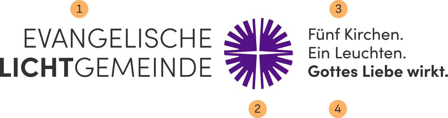 Eine Abbildung welche den Aufbau des Logos der Evangelischen Lichtgemeinde zeigt.